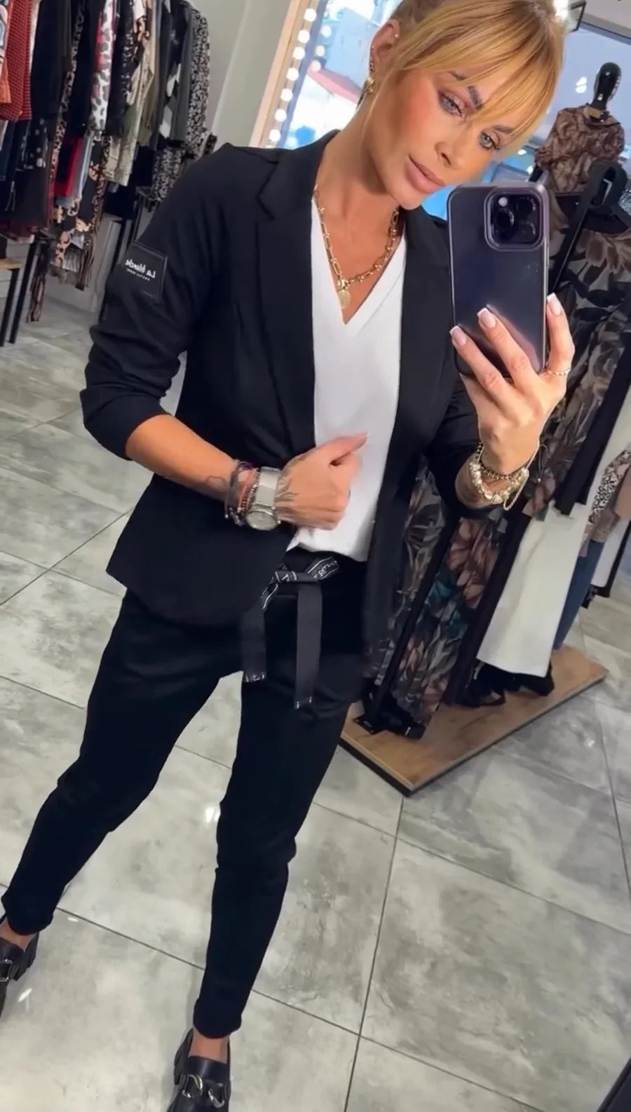 Tailored set with a soft blazer and relaxed joggers