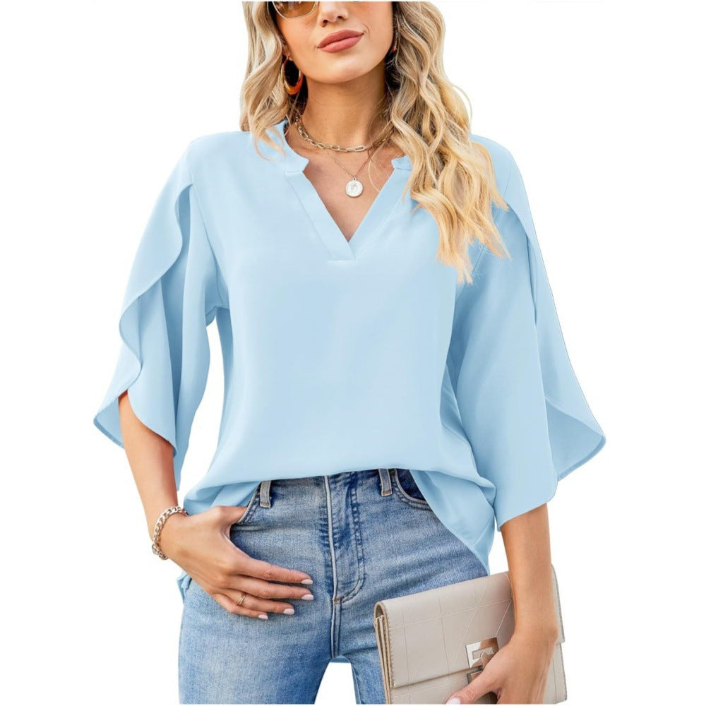 V-Neck Blouse with Relaxed Fit