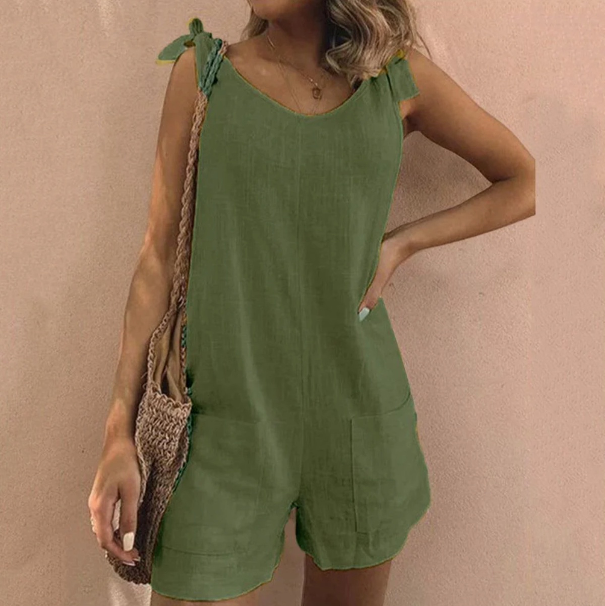 Luxe Regina™ – Jumpsuit with Bow Straps and Pockets