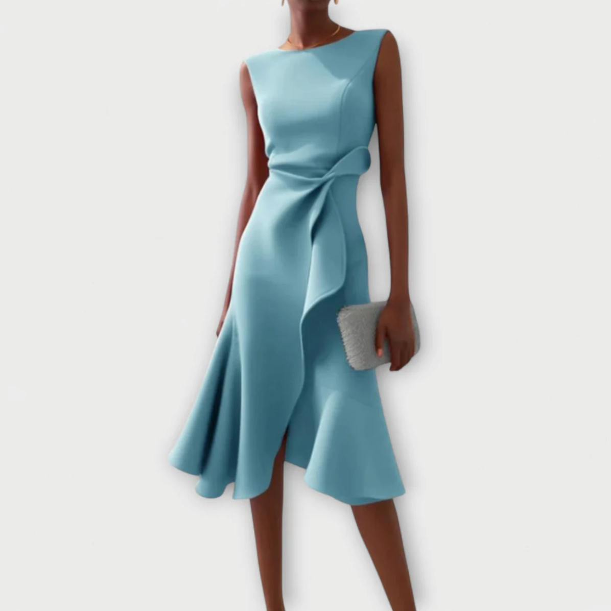Luxe Regina™ – Draped Asymmetrical Midi Dress