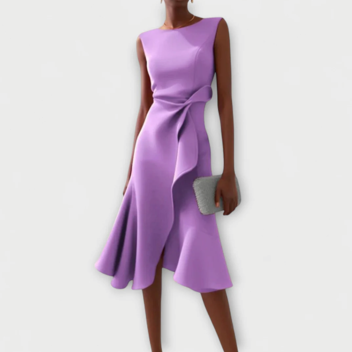 Luxe Regina™ – Draped Asymmetrical Midi Dress