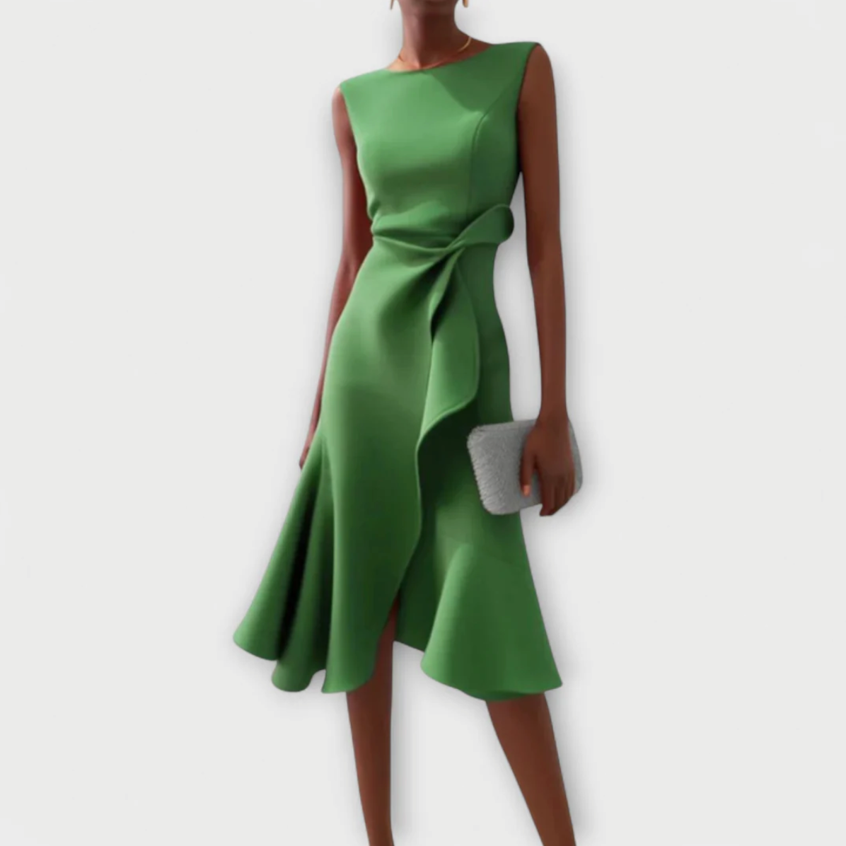 Luxe Regina™ – Draped Asymmetrical Midi Dress