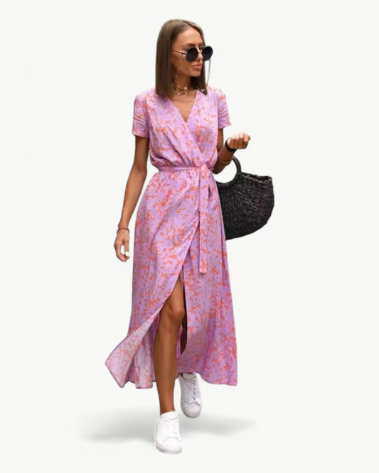 Luxe Regina™ – Vibrant Summer Dress with V-Neckline