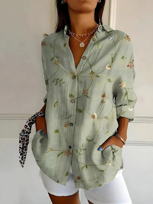 Luxe Regina™ – Blouse with Floral Wave Pattern