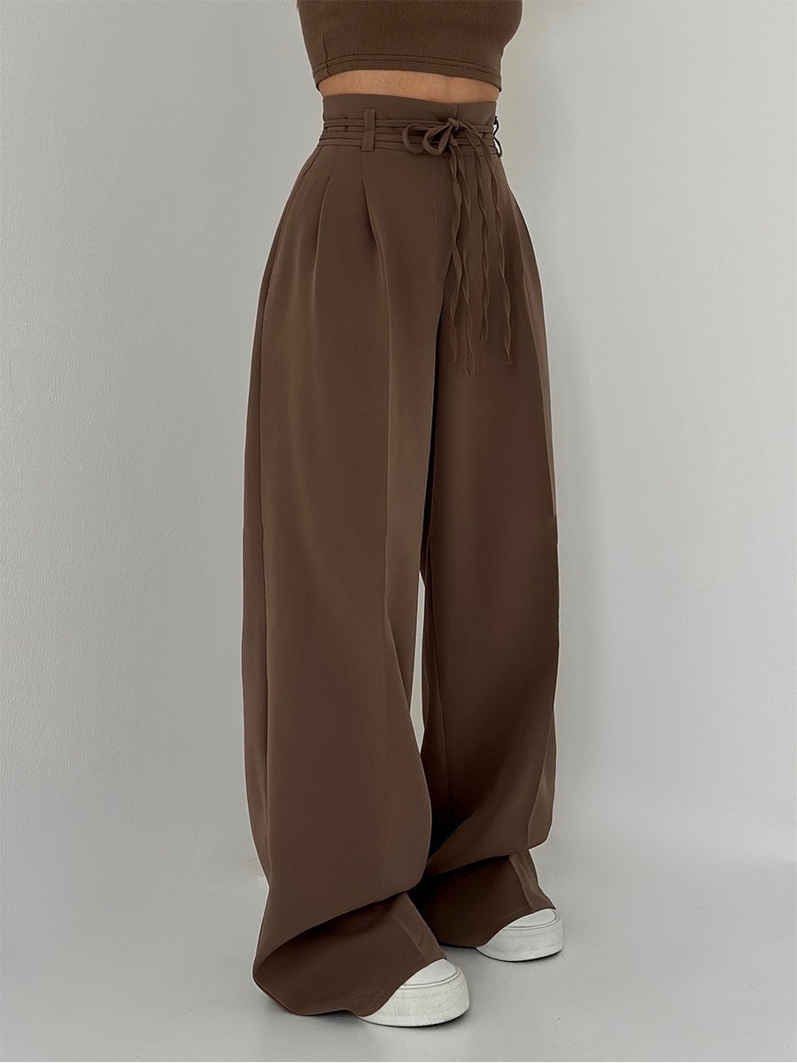 Luxe Regina™ | Elegant Wide-Leg Pants with High Waistband and Belt Detail