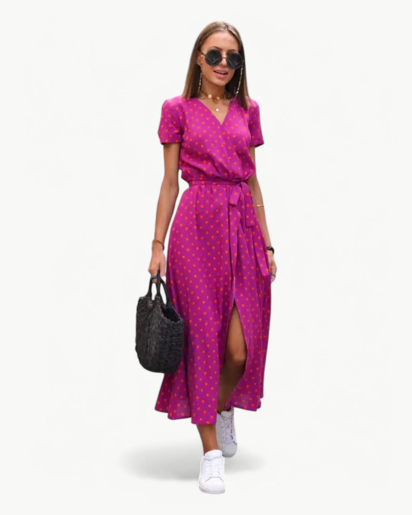 Luxe Regina™ – Vibrant Summer Dress with V-Neckline